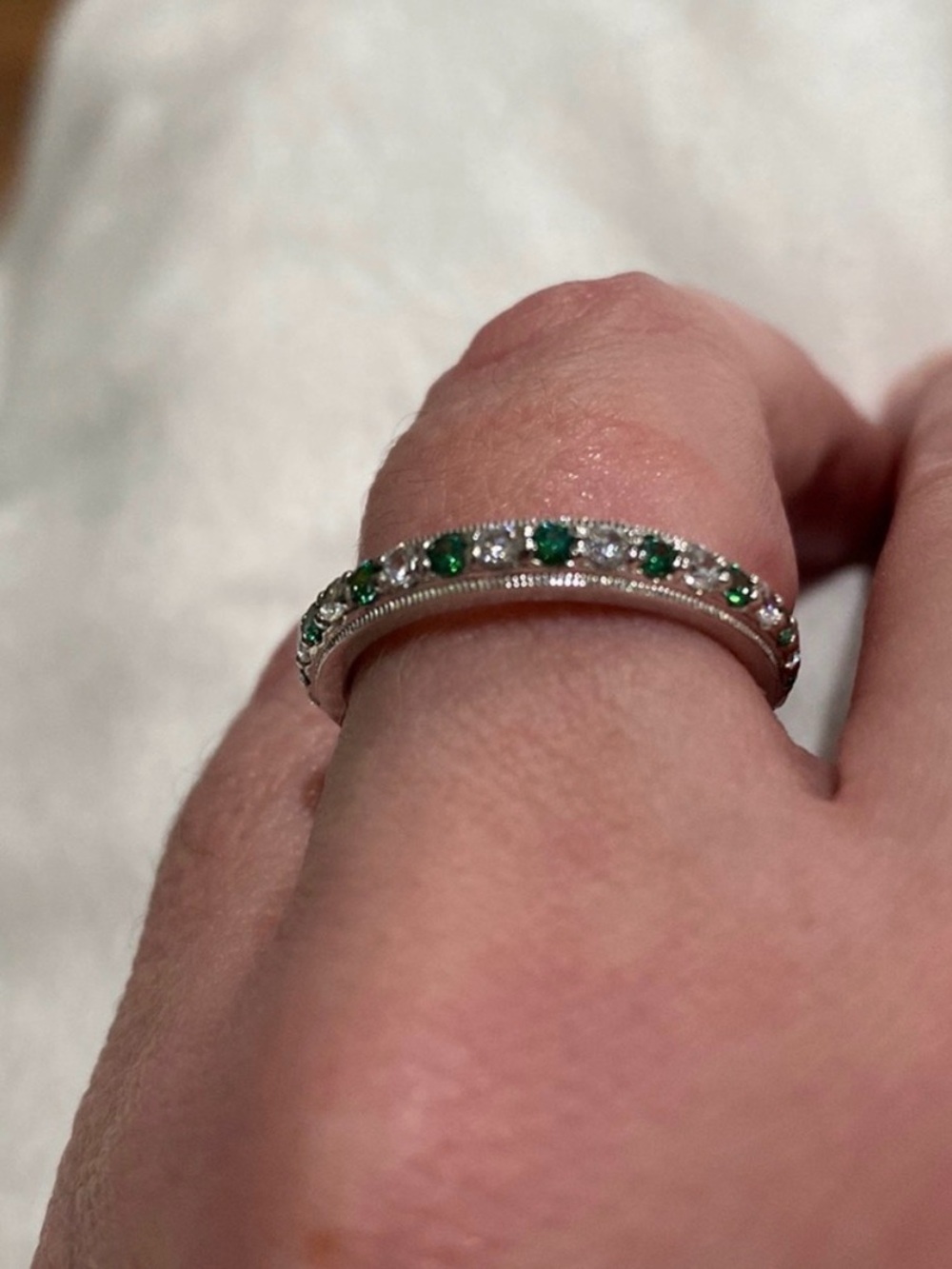 Tacori Sterling Silver 925 Emerald & CZ Ring